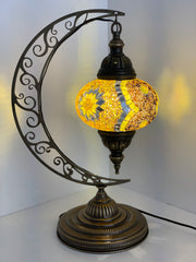 Melidia  Crescent Shape Mosaic  Table Lamp with Large Globe