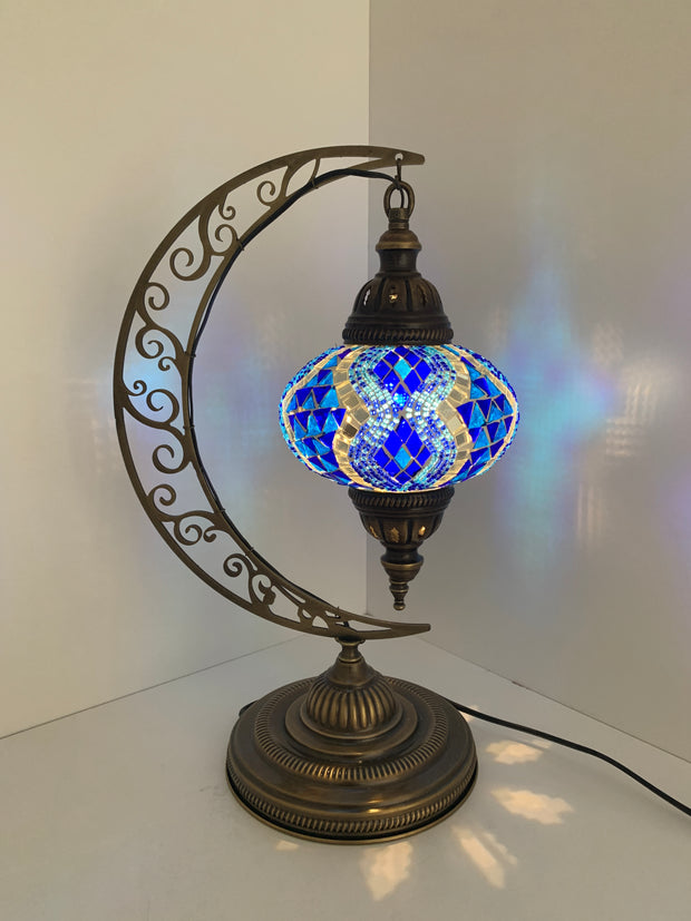 Melidia  Crescent Shape Mosaic  Table Lamp with Large Globe