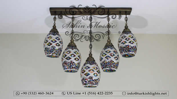 Kitchen Island Pendant With 5 Globes, ID:105 - TurkishLights.NET