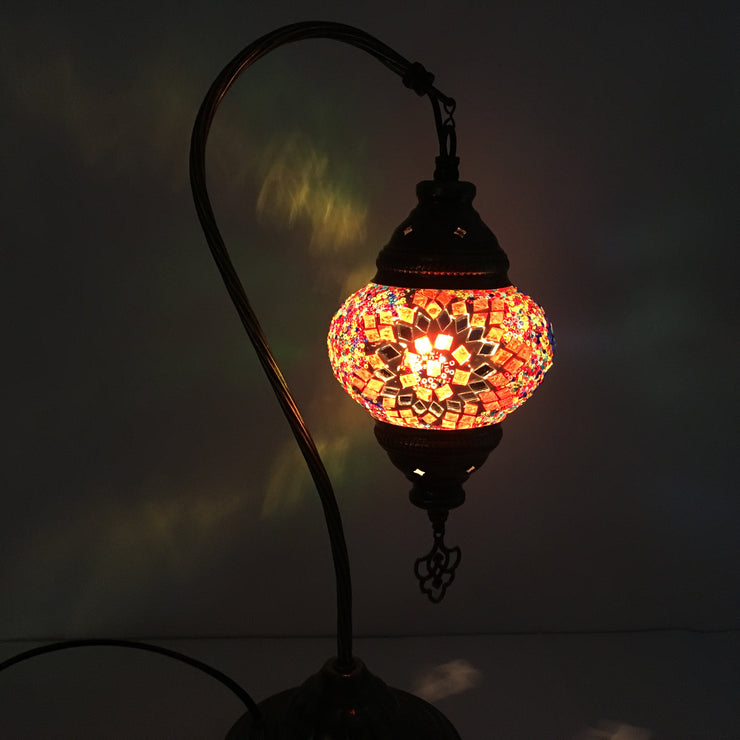 MOSAIC TABLE LAMP, SWAN NECK - TurkishLights.NET