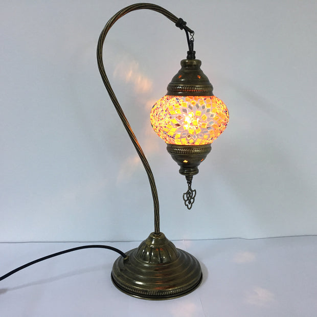 MOSAIC TABLE LAMP, SWAN NECK - TurkishLights.NET