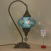 SWAN NECK MOSAIC TABLE LAMP, LARGE GLOBE , SC01 TO SC20 - TurkishLights.NET