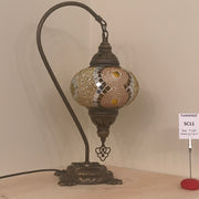 SWAN NECK MOSAIC TABLE LAMP, LARGE GLOBE , SC01 TO SC20 - TurkishLights.NET