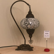 SWAN NECK MOSAIC TABLE LAMP, LARGE GLOBE , SC01 TO SC20 - TurkishLights.NET