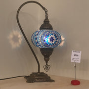 SWAN NECK MOSAIC TABLE LAMP, LARGE GLOBE , SC01 TO SC20 - TurkishLights.NET