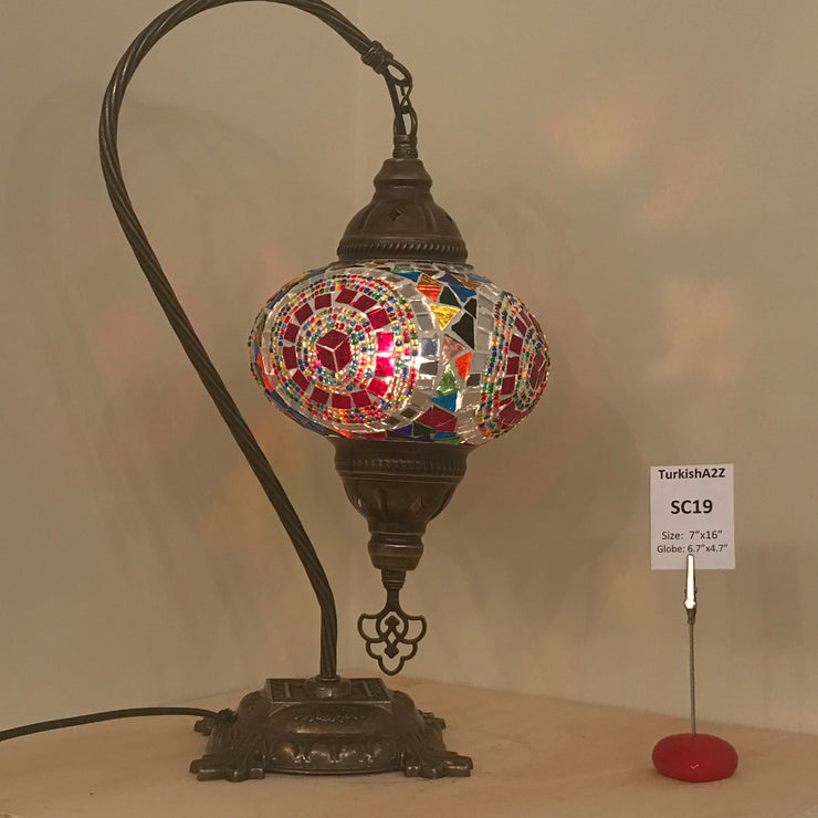 Swan Neck Mosaic Table Lamp, Red-Yellow, Model 1 (Large) - Mosaic