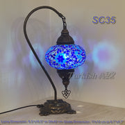 SWAN NECK MOSAIC TABLE LAMP, LARGE GLOBE , SC21 TO SC40 - TurkishLights.NET