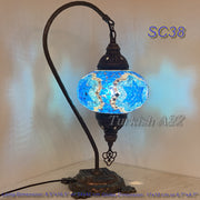 SWAN NECK MOSAIC TABLE LAMP, LARGE GLOBE , SC21 TO SC40 - TurkishLights.NET