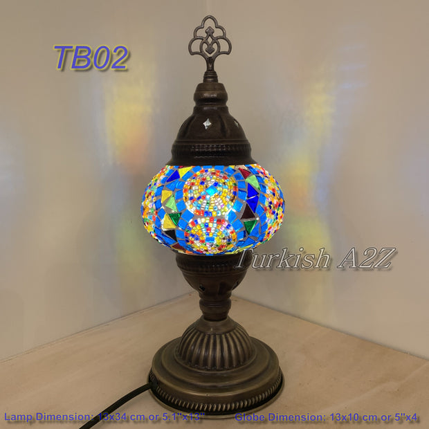 TURKISH MOSAIC TABLE LAMP,  MEDIUM GLOBE - TurkishLights.NET