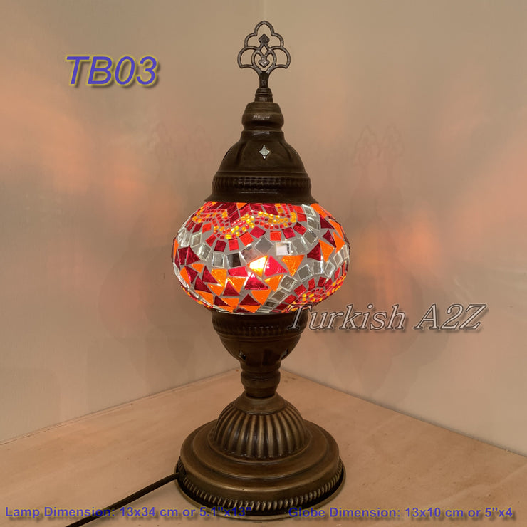 TURKISH MOSAIC TABLE LAMP,  MEDIUM GLOBE - TurkishLights.NET