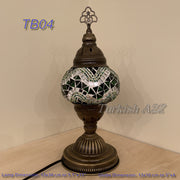 TURKISH MOSAIC TABLE LAMP,  MEDIUM GLOBE - TurkishLights.NET