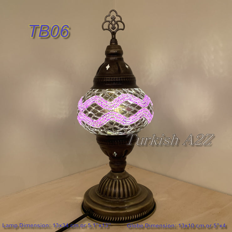 TURKISH MOSAIC TABLE LAMP,  MEDIUM GLOBE - TurkishLights.NET