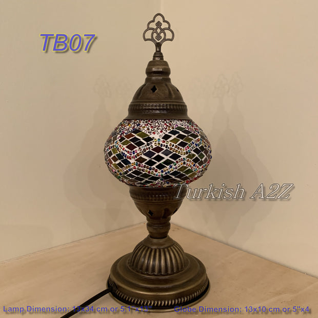 TURKISH MOSAIC TABLE LAMP,  MEDIUM GLOBE - TurkishLights.NET