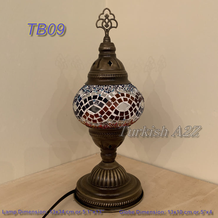 TURKISH MOSAIC TABLE LAMP,  MEDIUM GLOBE - TurkishLights.NET