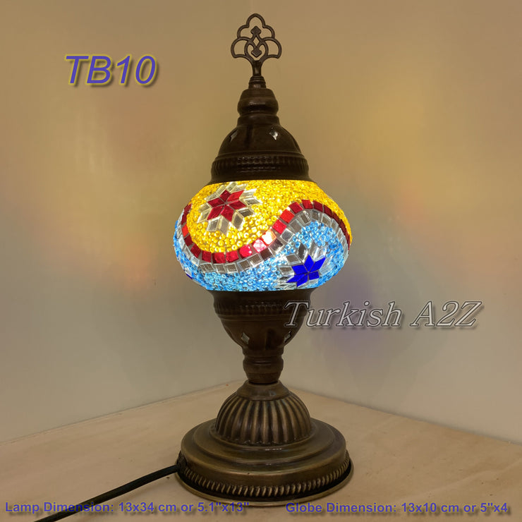 TURKISH MOSAIC TABLE LAMP,  MEDIUM GLOBE , TB10 -TB18 - TurkishLights.NET