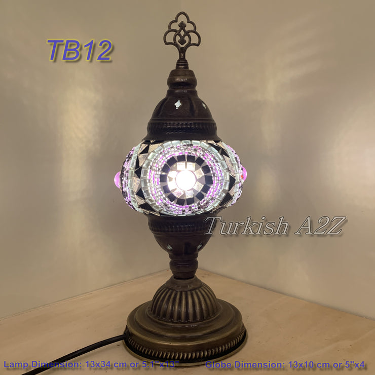 TURKISH MOSAIC TABLE LAMP,  MEDIUM GLOBE , TB10 -TB18 - TurkishLights.NET