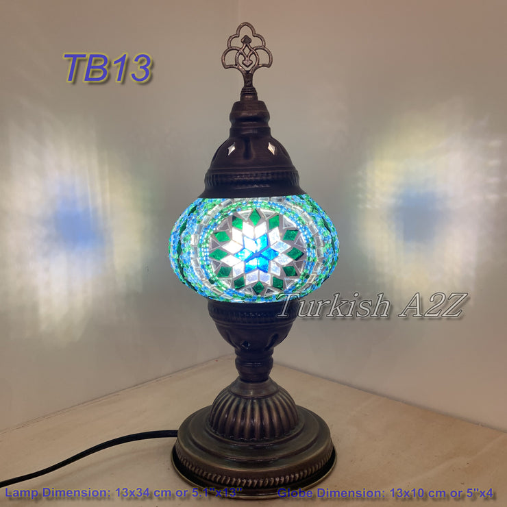 TURKISH MOSAIC TABLE LAMP,  MEDIUM GLOBE , TB10 -TB18 - TurkishLights.NET