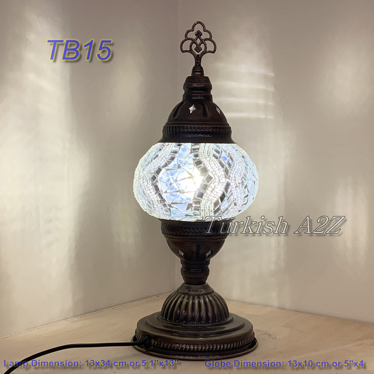 TURKISH MOSAIC TABLE LAMP,  MEDIUM GLOBE , TB10 -TB18 - TurkishLights.NET