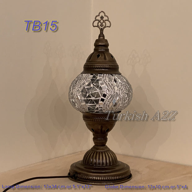 TURKISH MOSAIC TABLE LAMP,  MEDIUM GLOBE , TB10 -TB18 - TurkishLights.NET