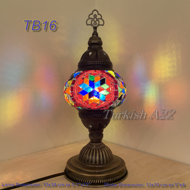 TURKISH MOSAIC TABLE LAMP,  MEDIUM GLOBE , TB10 -TB18 - TurkishLights.NET