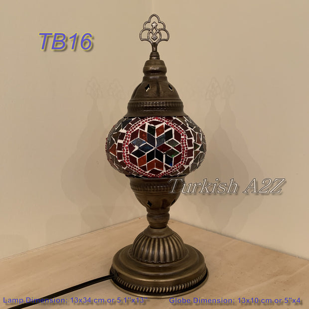 TURKISH MOSAIC TABLE LAMP,  MEDIUM GLOBE , TB10 -TB18 - TurkishLights.NET