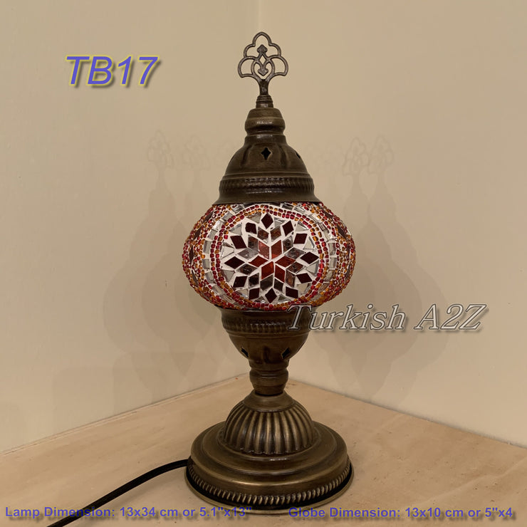 TURKISH MOSAIC TABLE LAMP,  MEDIUM GLOBE , TB10 -TB18 - TurkishLights.NET