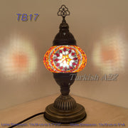 TURKISH MOSAIC TABLE LAMP,  MEDIUM GLOBE , TB10 -TB18 - TurkishLights.NET