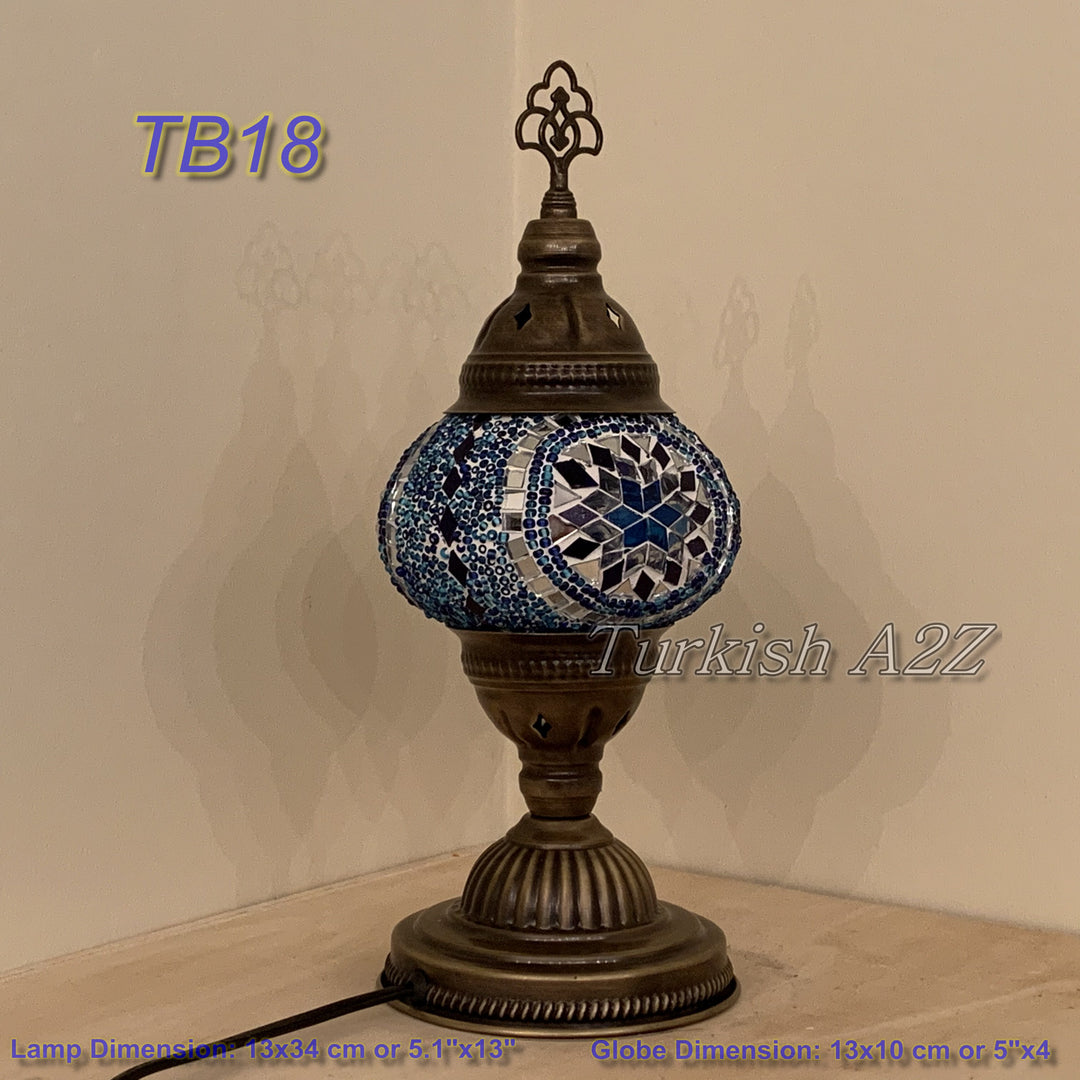 TURKISH MOSAIC TABLE LAMP, MEDIUM GLOBE , TB10 -TB18