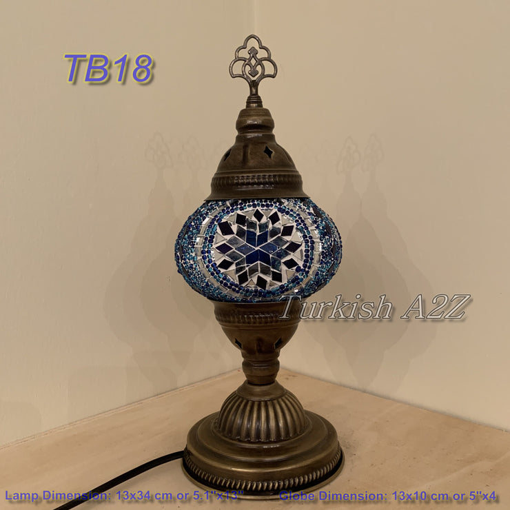 TURKISH MOSAIC TABLE LAMP,  MEDIUM GLOBE , TB19 - TB27 - TurkishLights.NET