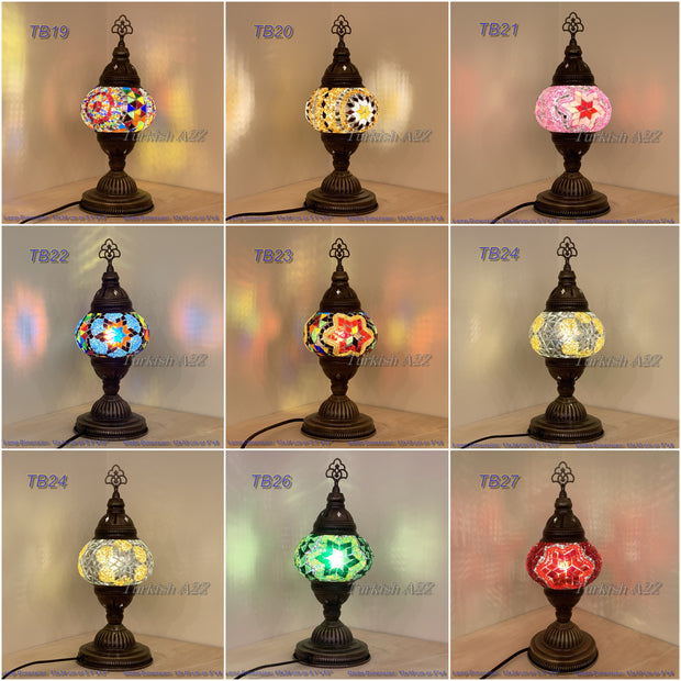 TURKISH MOSAIC TABLE LAMP,  MEDIUM GLOBE , TB19 - TB27 - TurkishLights.NET