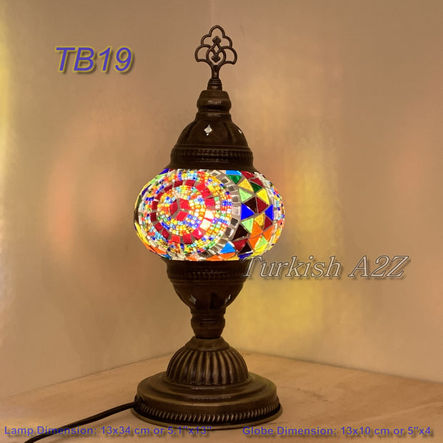 TURKISH MOSAIC TABLE LAMP,  MEDIUM GLOBE , TB19 - TB27 - TurkishLights.NET