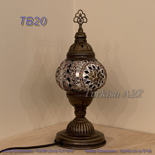 TURKISH MOSAIC TABLE LAMP,  MEDIUM GLOBE , TB19 - TB27 - TurkishLights.NET