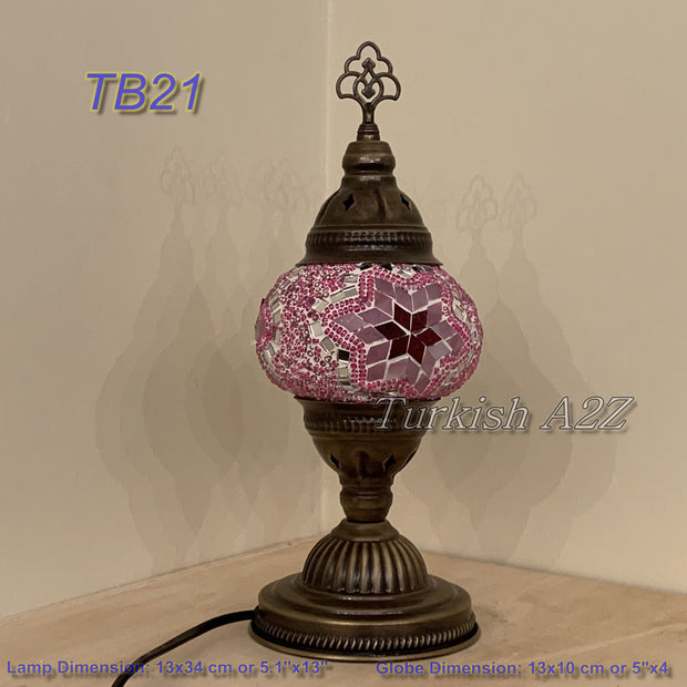 TURKISH MOSAIC TABLE LAMP,  MEDIUM GLOBE , TB19 - TB27 - TurkishLights.NET