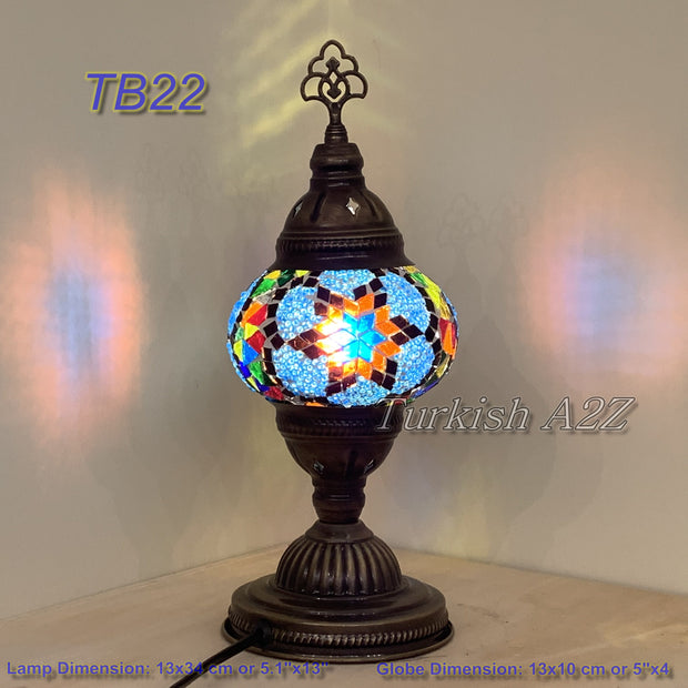 TURKISH MOSAIC TABLE LAMP,  MEDIUM GLOBE , TB19 - TB27 - TurkishLights.NET