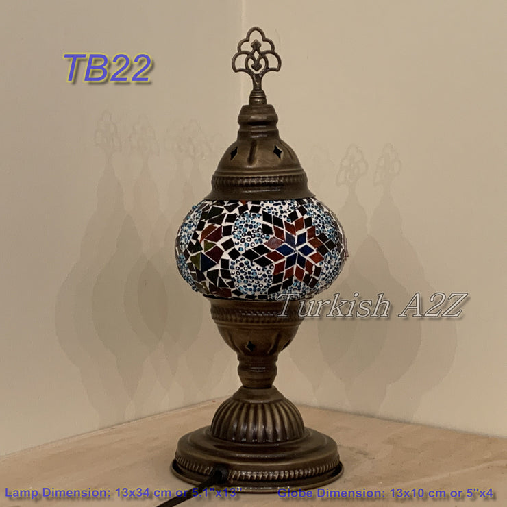 TURKISH MOSAIC TABLE LAMP,  MEDIUM GLOBE , TB19 - TB27 - TurkishLights.NET