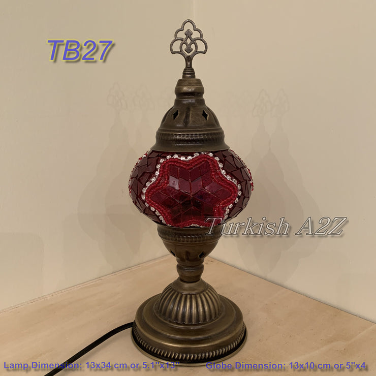 TURKISH MOSAIC TABLE LAMP,  MEDIUM GLOBE , TB19 - TB27 - TurkishLights.NET