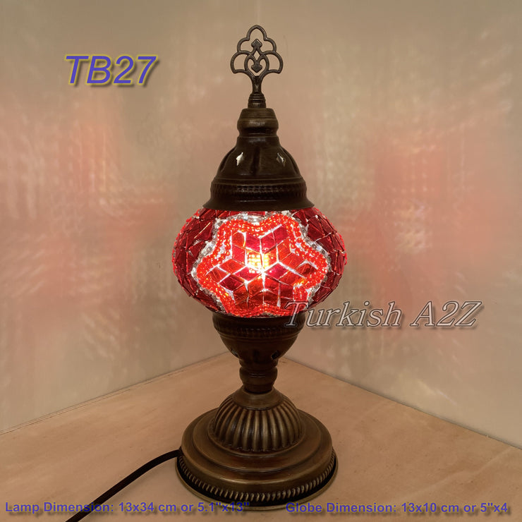 TURKISH MOSAIC TABLE LAMP,  MEDIUM GLOBE , TB19 - TB27 - TurkishLights.NET