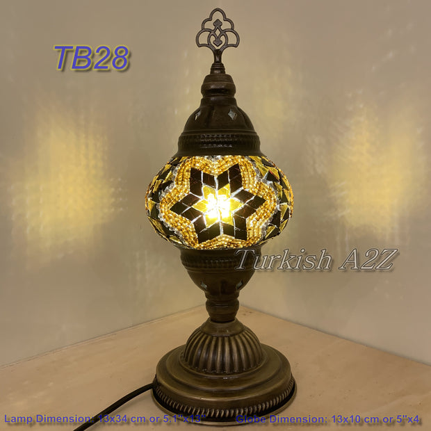 TURKISH MOSAIC TABLE LAMP,  MEDIUM GLOBE TB28 - TB36 - TurkishLights.NET