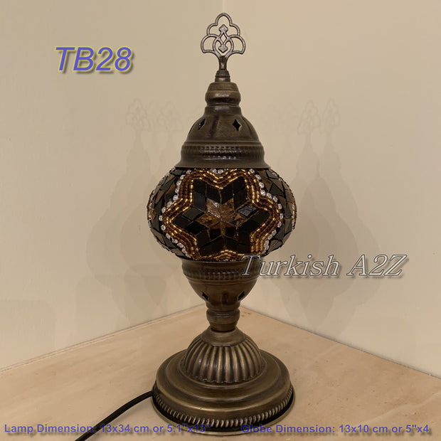 TURKISH MOSAIC TABLE LAMP,  MEDIUM GLOBE TB28 - TB36 - TurkishLights.NET