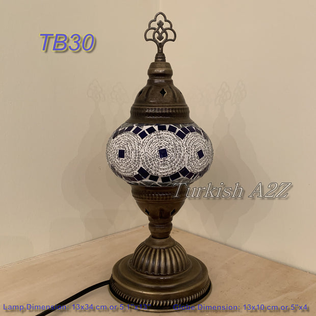 TURKISH MOSAIC TABLE LAMP,  MEDIUM GLOBE TB28 - TB36 - TurkishLights.NET