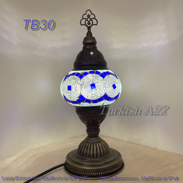 TURKISH MOSAIC TABLE LAMP,  MEDIUM GLOBE TB28 - TB36 - TurkishLights.NET