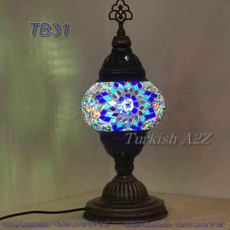 TURKISH MOSAIC TABLE LAMP,  MEDIUM GLOBE TB28 - TB36 - TurkishLights.NET