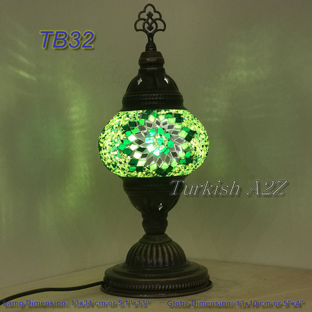 TURKISH MOSAIC TABLE LAMP,  MEDIUM GLOBE TB28 - TB36 - TurkishLights.NET