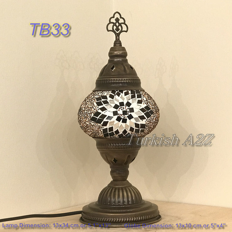 TURKISH MOSAIC TABLE LAMP,  MEDIUM GLOBE TB28 - TB36 - TurkishLights.NET