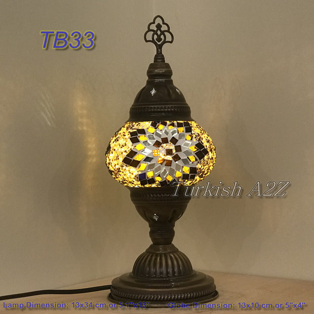 TURKISH MOSAIC TABLE LAMP,  MEDIUM GLOBE TB28 - TB36 - TurkishLights.NET