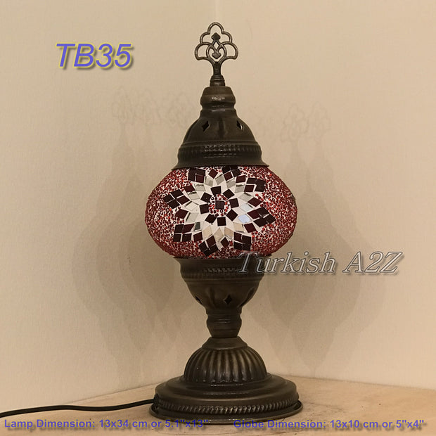 TURKISH MOSAIC TABLE LAMP,  MEDIUM GLOBE TB28 - TB36 - TurkishLights.NET