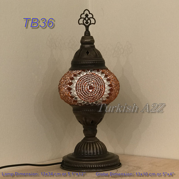 TURKISH MOSAIC TABLE LAMP,  MEDIUM GLOBE TB28 - TB36 - TurkishLights.NET