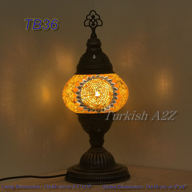 TURKISH MOSAIC TABLE LAMP,  MEDIUM GLOBE TB28 - TB36 - TurkishLights.NET