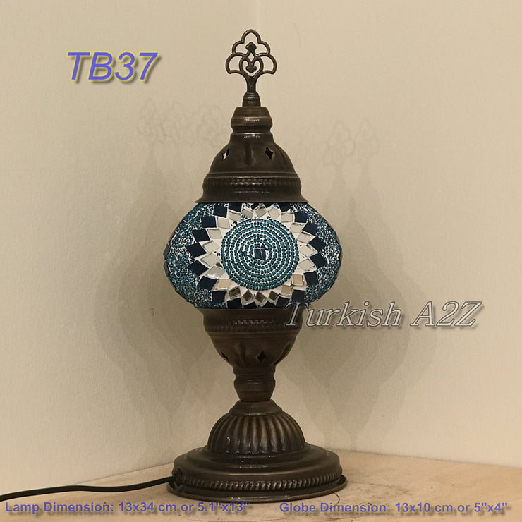 TURKISH MOSAIC TABLE LAMP,  MEDIUM GLOBE TB37- TB45 - TurkishLights.NET