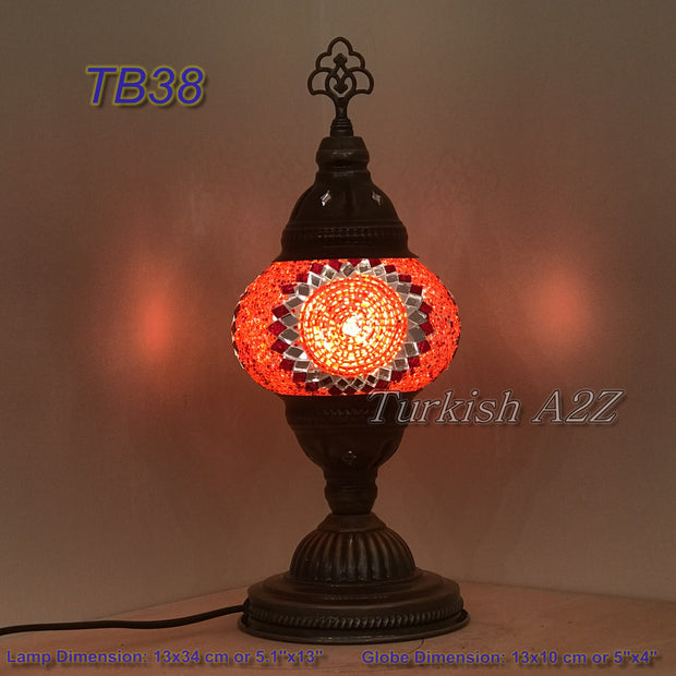 TURKISH MOSAIC TABLE LAMP,  MEDIUM GLOBE TB37- TB45 - TurkishLights.NET